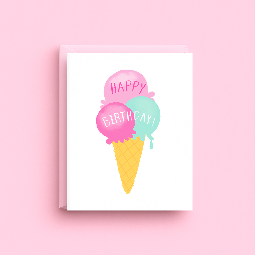 Ice cream Cone  Birthday Card