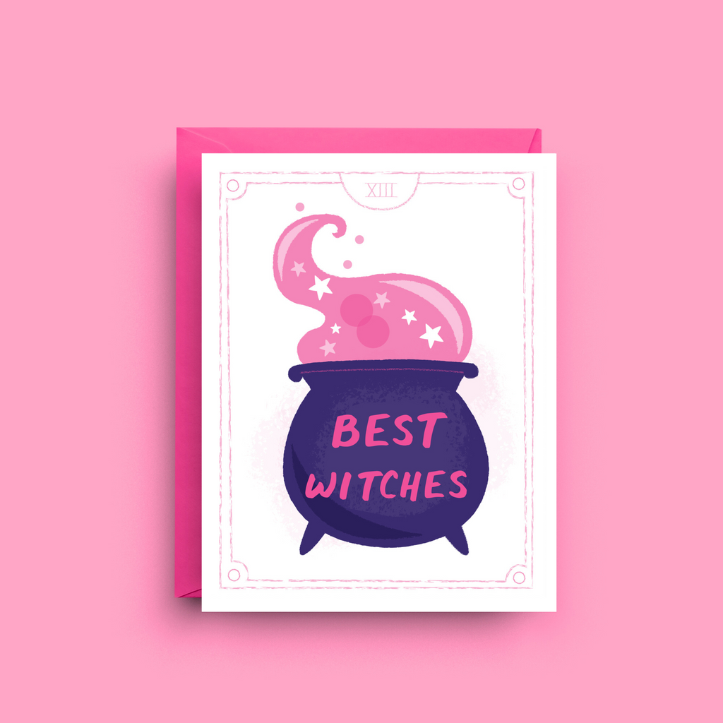 Whimsical Witch Cauldron Card – Magical Friendship Greeting