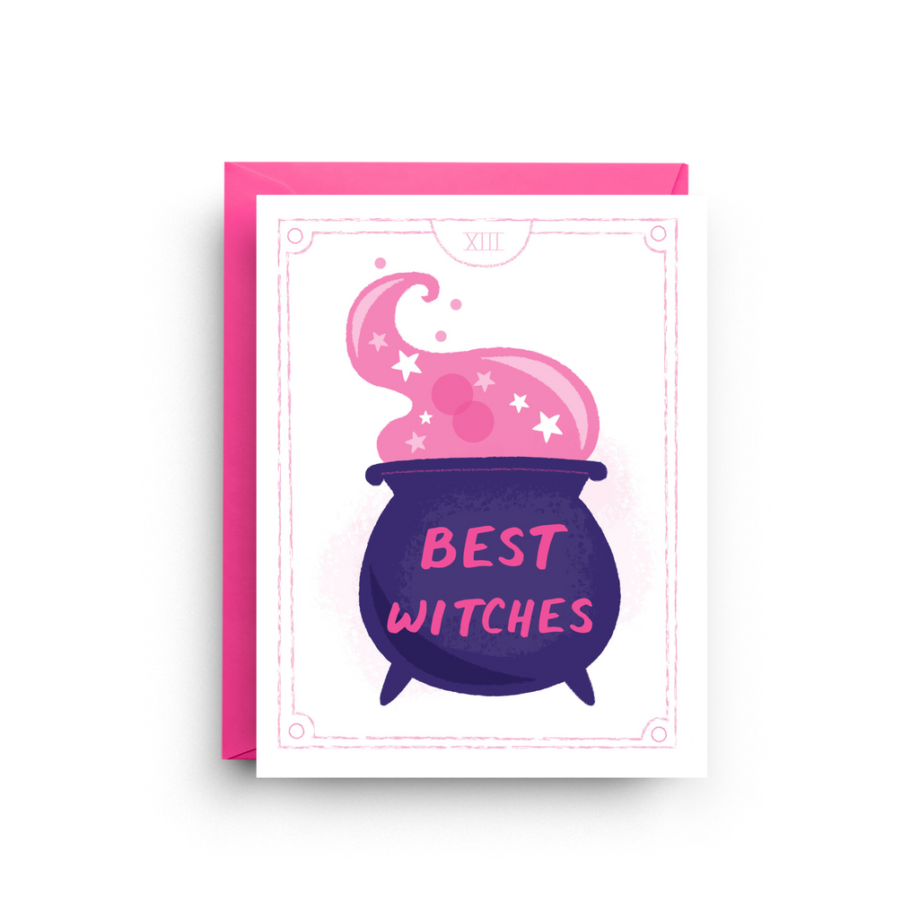 Whimsical Witch Cauldron Card – Magical Friendship Greeting